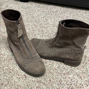 Stuart weitzman studded zip front Gray Ankle Boots